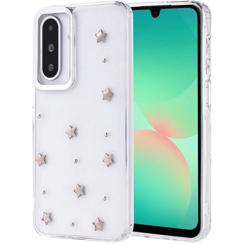 Samsung Galaxy A26 Kılıf Airbag Tasarımlı Simli Şeffaf Zore Kutup Kapak - Yıldız