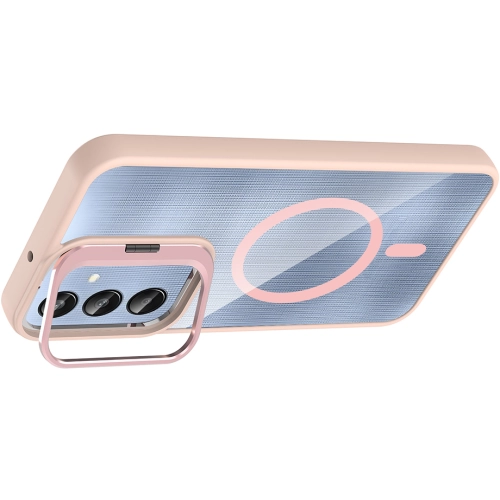 Samsung Galaxy A26 Kılıf Standlı ve Kamera Lens Hediyeli M-Safe Şarj Özellikli Etro Kapak - Gri