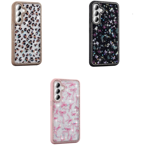 Samsung Galaxy A26 Kılıf Taşlı ve Simli Tasarım Lux Işıltılı Azra Kapak - Pembe