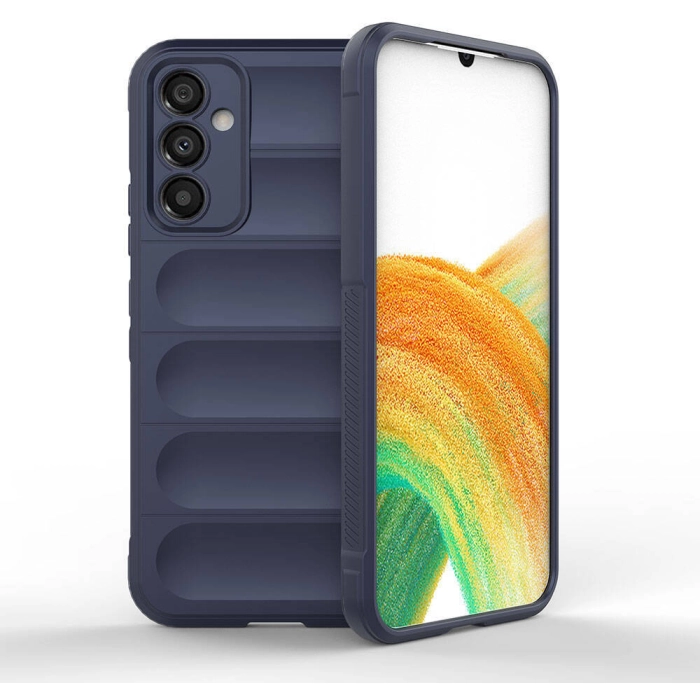 Samsung Galaxy A34 Kılıf Esnek TPU Oyuklu Arka Yüzey Tasarımlı Zore Etnik Silikon Kapak - Lacivert