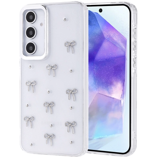 Samsung Galaxy A35 Kılıf Airbag Tasarımlı Simli Şeffaf Zore Kutup Kapak - Fiyonk