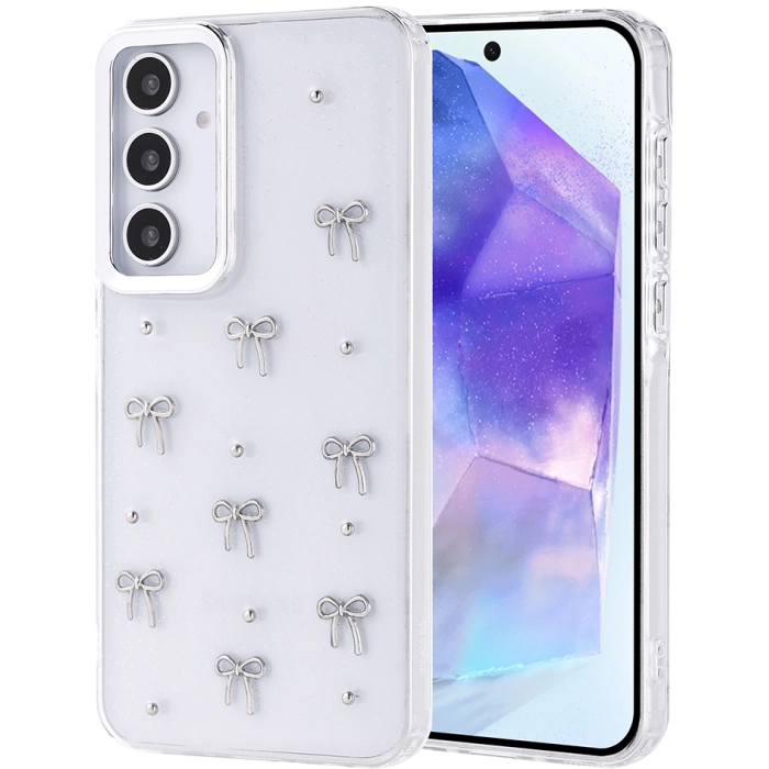 Samsung Galaxy A35 Kılıf Airbag Tasarımlı Simli Şeffaf Zore Kutup Kapak - Fiyonk