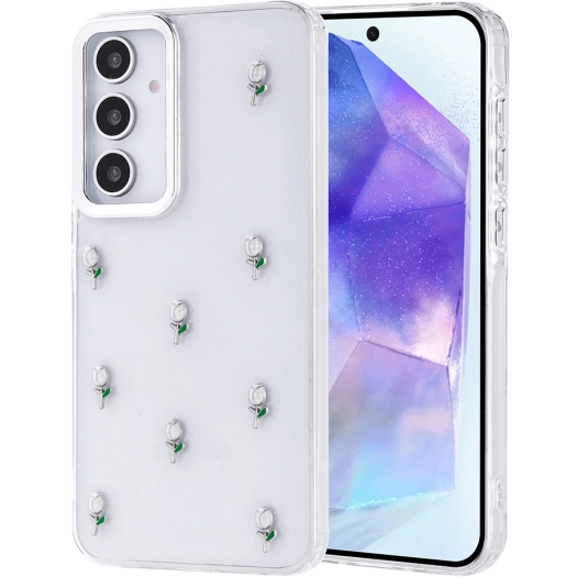 Samsung Galaxy A35 Kılıf Airbag Tasarımlı Simli Şeffaf Zore Kutup Kapak - Lale