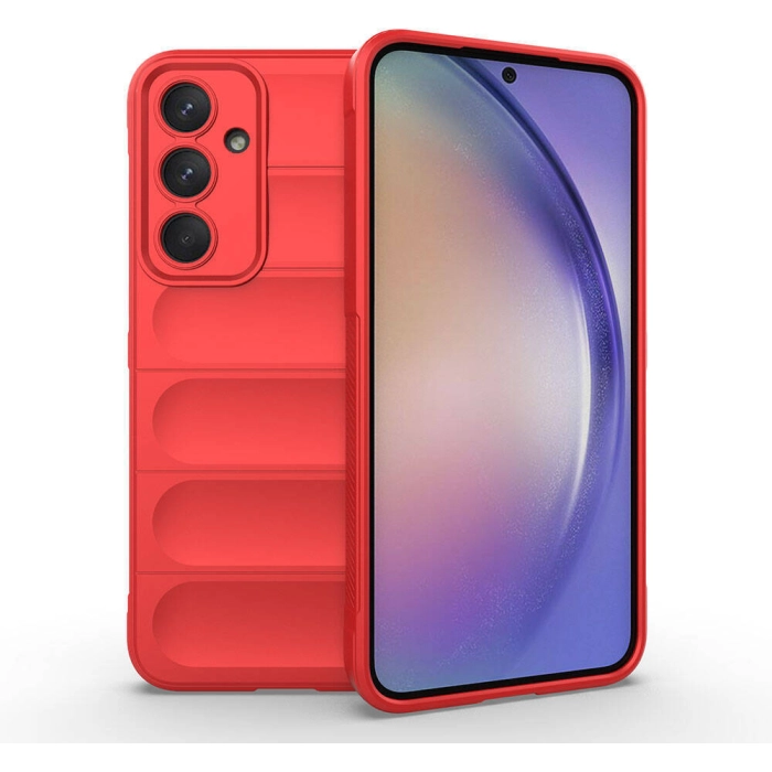 Samsung Galaxy A35 Kılıf Esnek TPU Oyuklu Arka Yüzey Tasarımlı Zore Etnik Silikon Kapak - Kırmızı