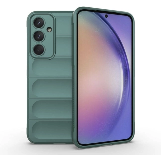 Samsung Galaxy A35 Kılıf Esnek TPU Oyuklu Arka Yüzey Tasarımlı Zore Etnik Silikon Kapak - Koyu Yeşil