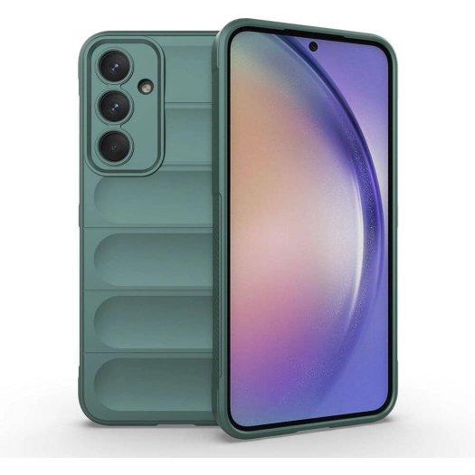 Samsung Galaxy A35 Kılıf Esnek TPU Oyuklu Arka Yüzey Tasarımlı Zore Etnik Silikon Kapak - Koyu Yeşil