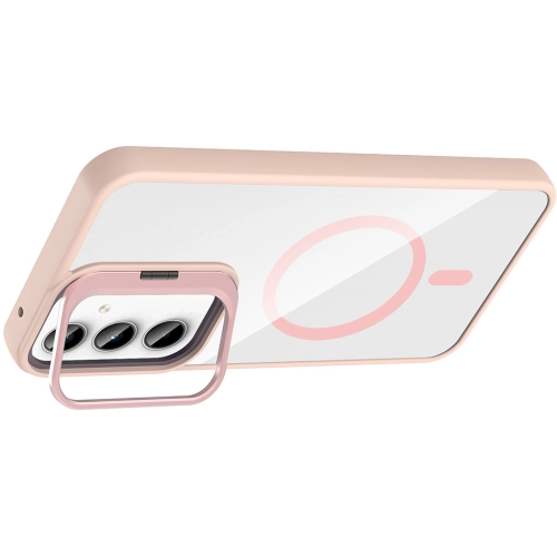 Samsung Galaxy A35 Kılıf Standlı ve Kamera Lens Hediyeli M-Safe Şarj Özellikli Etro Kapak - Pembe