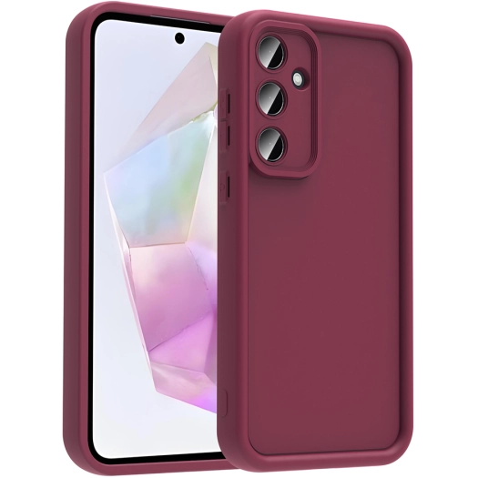 Samsung Galaxy A36 ile Uyumlu Kılıf Kamera Korumalı Silikon Ananas Kapak - Mürdüm