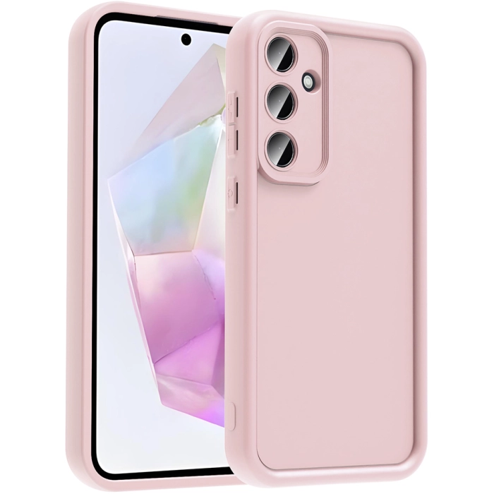 Samsung Galaxy A36 ile Uyumlu Kılıf Kamera Korumalı Silikon Ananas Kapak - Pembe