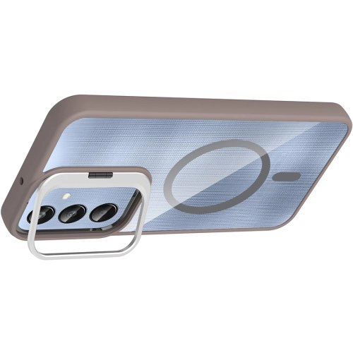 Samsung Galaxy A36 Kılıf Standlı ve Kamera Lens Hediyeli M-Safe Şarj Özellikli Etro Kapak - Pembe