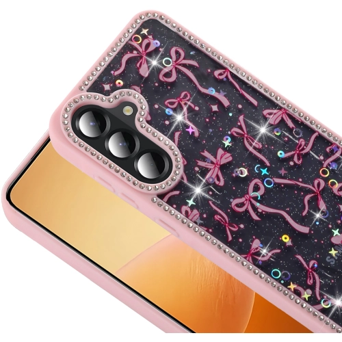 Samsung Galaxy A36 Kılıf Taşlı ve Simli Tasarım Lux Işıltılı Azra Kapak - Gold