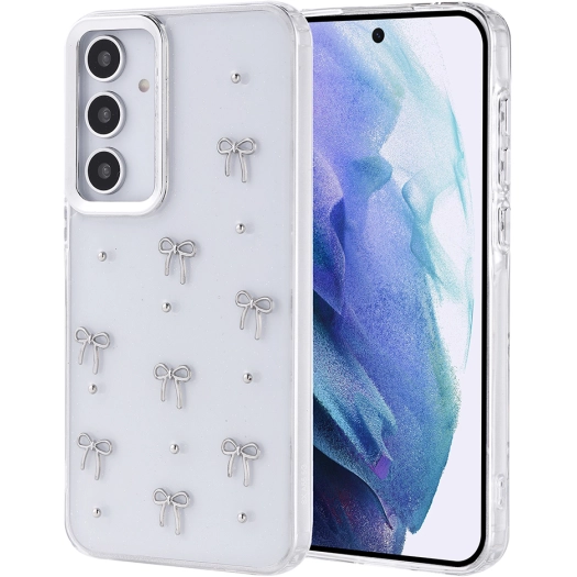 Samsung Galaxy A55 Kılıf Airbag Tasarımlı Simli Şeffaf Zore Kutup Kapak - Fiyonk