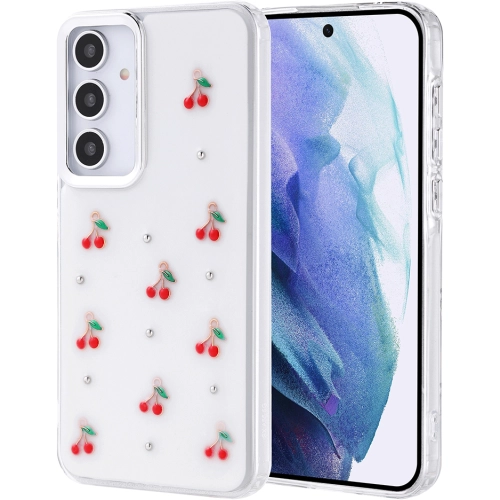 Samsung Galaxy A55 Kılıf Airbag Tasarımlı Simli Şeffaf Zore Kutup Kapak - Kiraz