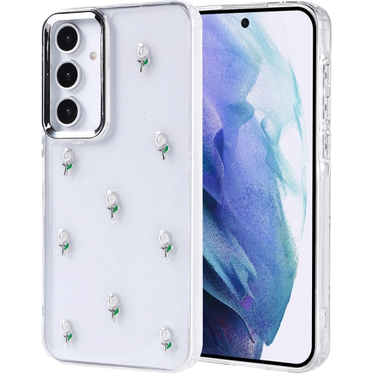 Samsung Galaxy A55 Kılıf Airbag Tasarımlı Simli Şeffaf Zore Kutup Kapak - Lale