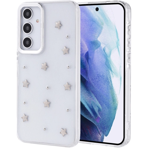 Samsung Galaxy A55 Kılıf Airbag Tasarımlı Simli Şeffaf Zore Kutup Kapak - Yıldız