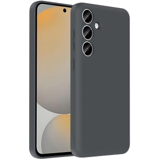 Samsung Galaxy A55 Kılıf İçi Kadife Dokulu Kartlık Hazneli Mat Vitra Silikon Kapak - Gri