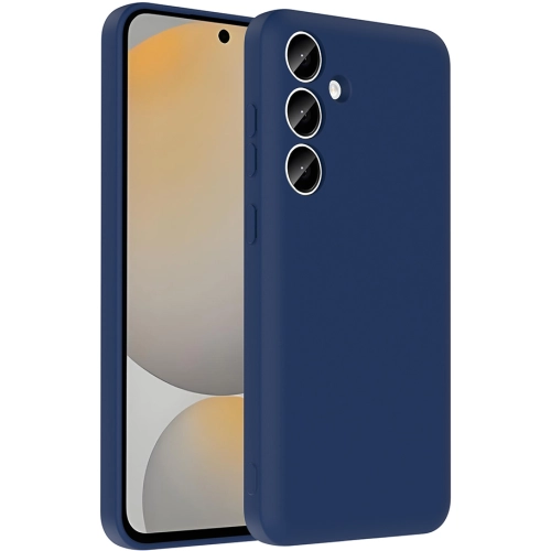 Samsung Galaxy A55 Kılıf İçi Kadife Dokulu Kartlık Hazneli Mat Vitra Silikon Kapak - Lacivert