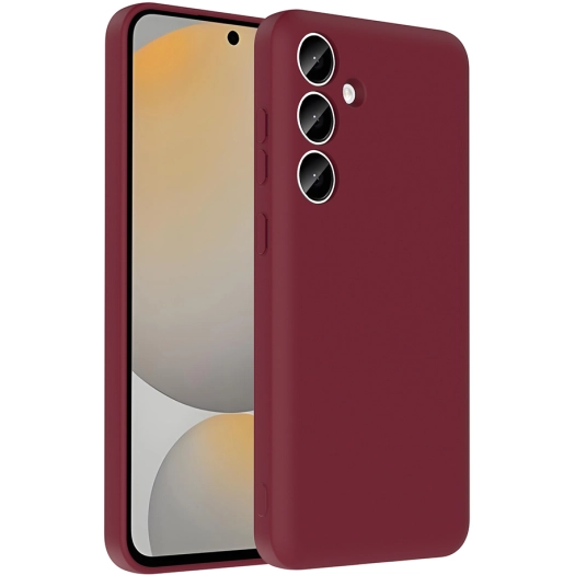 Samsung Galaxy A55 Kılıf İçi Kadife Dokulu Kartlık Hazneli Mat Vitra Silikon Kapak - Mürdüm