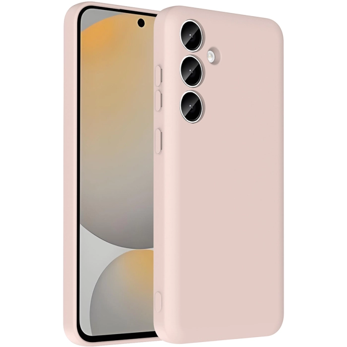 Samsung Galaxy A55 Kılıf İçi Kadife Dokulu Kartlık Hazneli Mat Vitra Silikon Kapak - Pembe