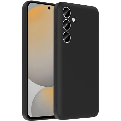 Samsung Galaxy A55 Kılıf İçi Kadife Dokulu Kartlık Hazneli Mat Vitra Silikon Kapak - Siyah