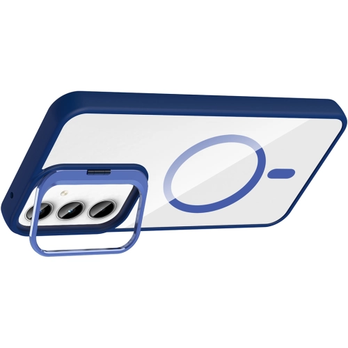 Samsung Galaxy A55 Kılıf Standlı ve Kamera Lens Hediyeli M-Safe Şarj Özellikli Etro Kapak - Derin Mor