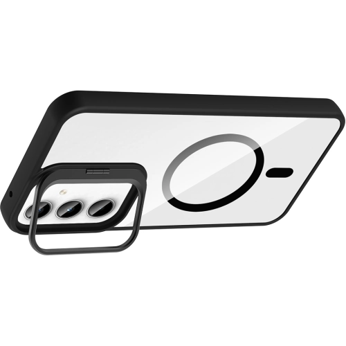 Samsung Galaxy A55 Kılıf Standlı ve Kamera Lens Hediyeli M-Safe Şarj Özellikli Etro Kapak - Pembe