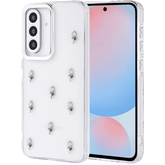 Samsung Galaxy A56 Kılıf Airbag Tasarımlı Simli Şeffaf Zore Kutup Kapak - Lale