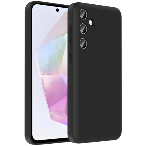 Samsung Galaxy A56 Kılıf İçi Kadife Dokulu Kartlık Hazneli Mat Vitra Silikon Kapak - Siyah