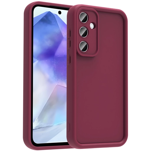 Samsung Galaxy A56 ile Uyumlu Kılıf Kamera Korumalı Silikon Ananas Kapak - Mürdüm