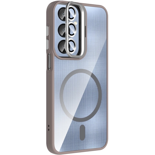 Samsung Galaxy A56 Kılıf Standlı ve Kamera Lens Hediyeli M-Safe Şarj Özellikli Etro Kapak - Lacivert