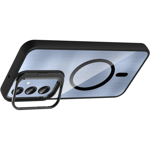 Samsung Galaxy A56 Kılıf Standlı ve Kamera Lens Hediyeli M-Safe Şarj Özellikli Etro Kapak - Desert Titanyum