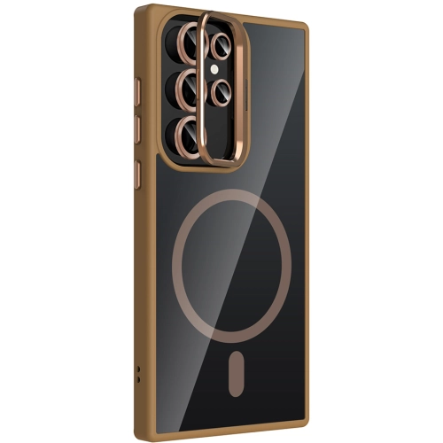 Samsung Galaxy S22 Ultra Kılıf Standlı ve Kamera Lens Hediyeli M-Safe Şarj Özellikli Etro Kapak - Siyah