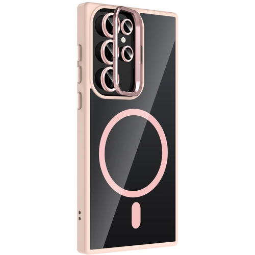 Samsung Galaxy S22 Ultra Kılıf Standlı ve Kamera Lens Hediyeli M-Safe Şarj Özellikli Etro Kapak - Desert Titanyum