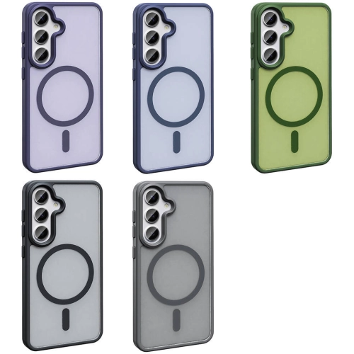 Samsung Galaxy S23 FE Kılıf Magsafe Şarj Özellikli Renkli Mat Arka Yüzey Sio Kapak - Gri