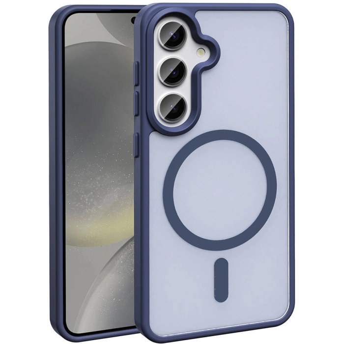 Samsung Galaxy S23 FE Kılıf Magsafe Şarj Özellikli Renkli Mat Arka Yüzey Sio Kapak - Lacivert