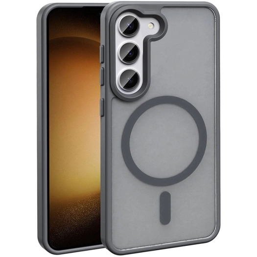 Samsung Galaxy S23 Kılıf Magsafe Şarj Özellikli Renkli Mat Arka Yüzey Sio Kapak - Gri
