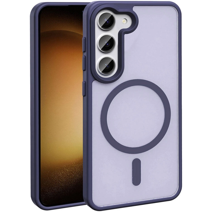 Samsung Galaxy S23 Kılıf Magsafe Şarj Özellikli Renkli Mat Arka Yüzey Sio Kapak - Koyu Mor