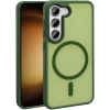 Samsung Galaxy S23 Kılıf Magsafe Şarj Özellikli Renkli Mat Arka Yüzey Sio Kapak - Koyu Yeşil