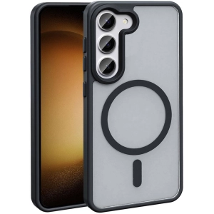 Samsung Galaxy S23 Kılıf Magsafe Şarj Özellikli Renkli Mat Arka Yüzey Sio Kapak - Siyah