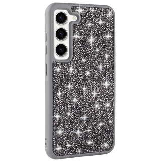 Samsung Galaxy S23 Kılıf Parlak Taşlı Tasarım Zore Pırlanta Kapak - Gri