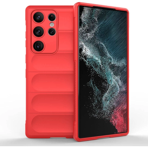 Samsung Galaxy S23 Ultra Kılıf Esnek TPU Oyuklu Arka Yüzey Tasarımlı Zore Etnik Silikon Kapak - Kırmızı