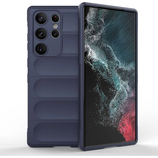 Samsung Galaxy S23 Ultra Kılıf Esnek TPU Oyuklu Arka Yüzey Tasarımlı Zore Etnik Silikon Kapak - Lacivert