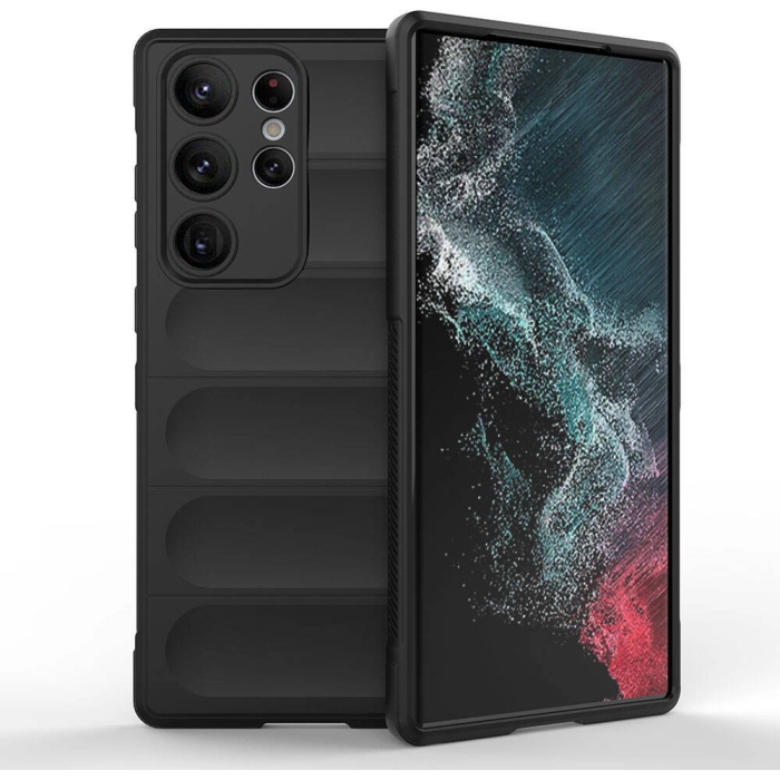 Samsung Galaxy S23 Ultra Kılıf Esnek TPU Oyuklu Arka Yüzey Tasarımlı Zore Etnik Silikon Kapak - Siyah