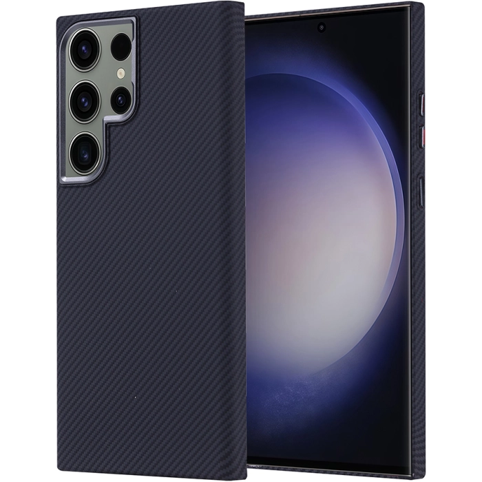 Samsung Galaxy S23 Ultra Kılıf Magsafe Şarj Özellikli Karbon Fiber Görünümlü Zore Nekst Kapak - Siyah