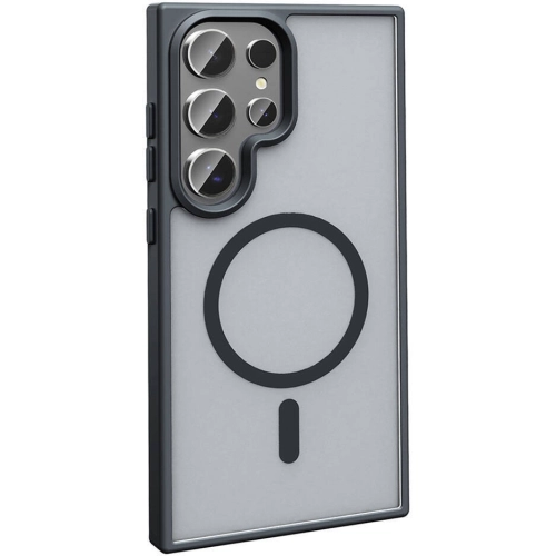 Samsung Galaxy S23 Ultra Kılıf Magsafe Şarj Özellikli Renkli Mat Arka Yüzey Sio Kapak - Lacivert