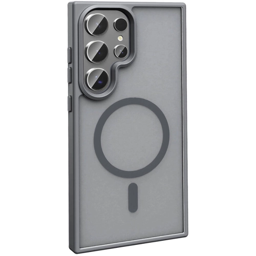 Samsung Galaxy S23 Ultra Kılıf Magsafe Şarj Özellikli Renkli Mat Arka Yüzey Sio Kapak - Koyu Mor