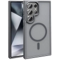 Samsung Galaxy S23 Ultra Kılıf Magsafe Şarj Özellikli Renkli Mat Arka Yüzey Sio Kapak - Gri
