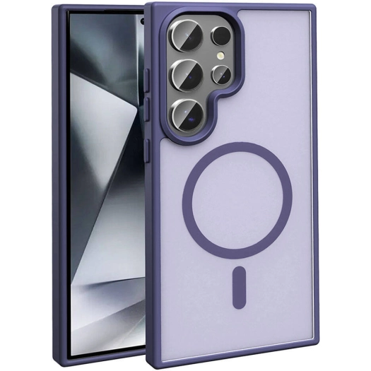 Samsung Galaxy S23 Ultra Kılıf Magsafe Şarj Özellikli Renkli Mat Arka Yüzey Sio Kapak - Koyu Mor