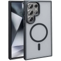 Samsung Galaxy S23 Ultra Kılıf Magsafe Şarj Özellikli Renkli Mat Arka Yüzey Sio Kapak - Siyah