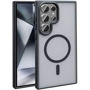 Samsung Galaxy S23 Ultra Kılıf Magsafe Şarj Özellikli Renkli Mat Arka Yüzey Sio Kapak - Siyah